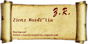 Zintz Rozália névjegykártya